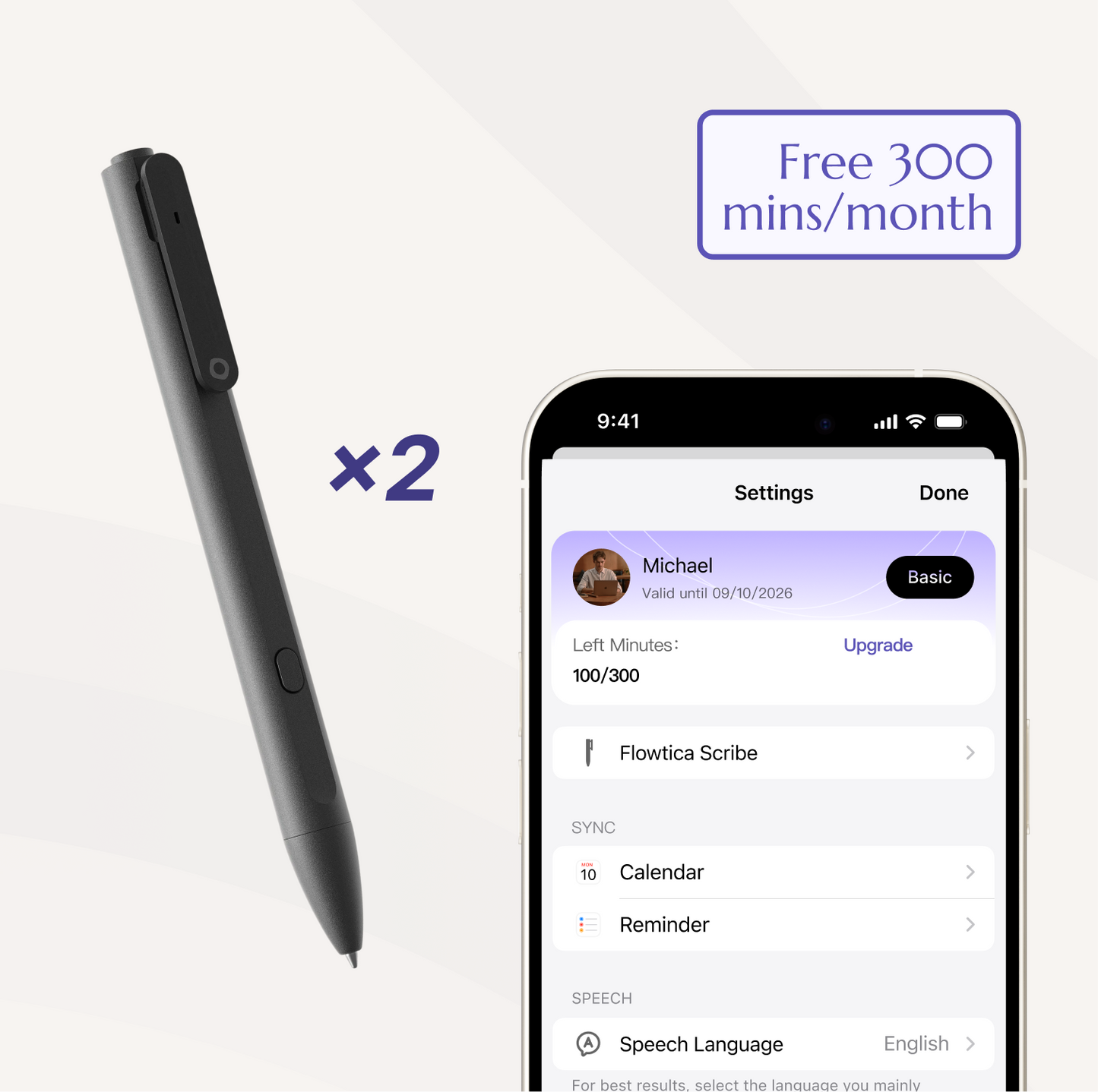 Flowtica Scribe AI pen multi-pack in Silver Gray for teams and gifting